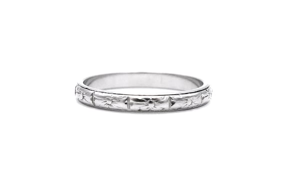 Art Deco 18K White Gold Band - image 1