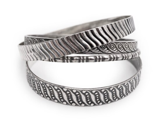 Sterling Silver Bangle Stack of Four - image 3