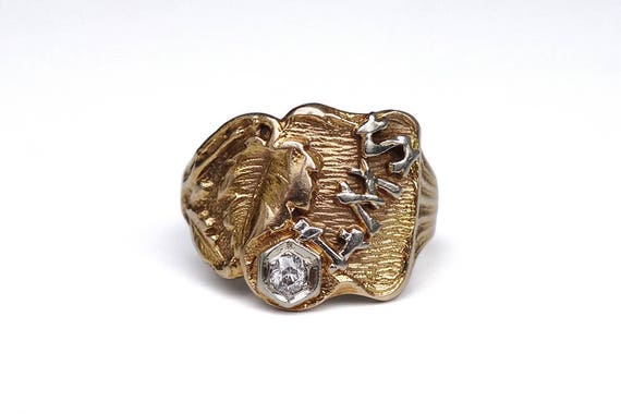 Antique 14K Gold Signet Ring Initials LMS