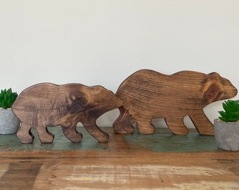 Wood Bear; grizzly bear; mountain art; forest art; animal art; bear decoration; bear