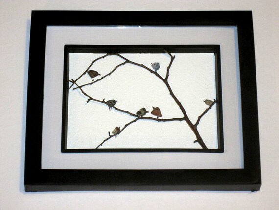 Arte De Canto Los Pájaros En Un árbol Naturaleza Aves Imagen Enmarcado En Caja De La Sombra Regalo De Amante Del Pájaro Arte De La Imagen De - 