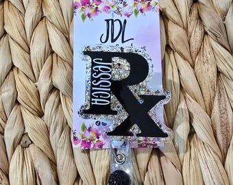 RX Acrylic Badge Reel: Pharmacy Tech, Nurse Gift