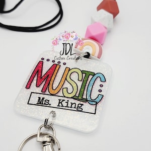 Music Teacher Lanyard -  Music Teacher Lanyard - Trendy Lanyard - Silicone Bead Lanyard  Personalized Lanyard Teacher Appreciation