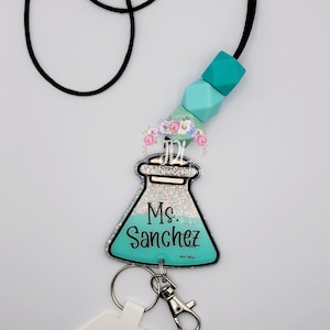 Science Lanyard - Beaker Lanyard - Cute Lanyard - Silicone Bead Lanyard - Personalized Lanyard - Teacher Gift - Teacher Appreciation