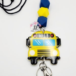 School Bus Lanyard - Bus Driver Lanyard - Trendy Lanyard - Silicone Bead Lanyard - Personalized Lanyard - Bus Driver Gift - Appreciation