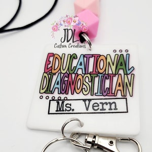 Educational Diagnostician Lanyard - Teacher Lanyard -  Diagnostician Trendy lanyard - Silicone Bead Lanyard - Personalized Lanyard