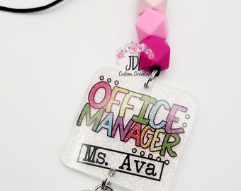 Office Manager Lanyard School Office Manager Lanyard Trendy Lanyard Front  Desk Lanyard Personalized Lanyard Cute Gift 