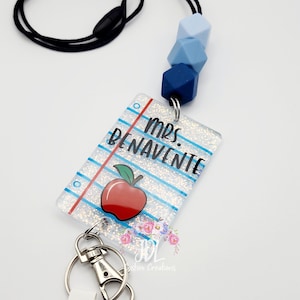 Teacher Lanyard - Notebook Paper Lanyard - Trendy Lanyard - Silicone Bead Lanyard - Personalized Lanyard - Teacher Appreciation