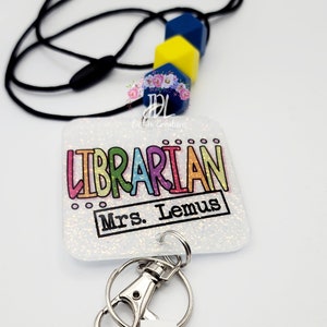 Librarian Lanyard - School Librarian Lanyard - Library Lanyard - Silicone Bead Lanyard - Personalized Lanyard - Teacher Gift