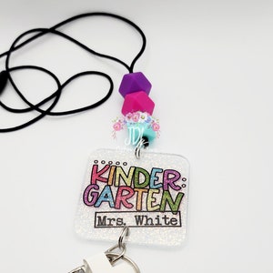 Kindergarten Teacher Lanyard -  Kinder Teacher Lanyard - Trendy Lanyard - Silicone Bead Lanyard - Personalized Lanyard Teacher Appreciation