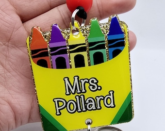 Crayon Box Lanyard - Teacher Lanyard - Trendy Lanyard - Silicone Bead Lanyard - Personalized Lanyard - Teacher Appreciation