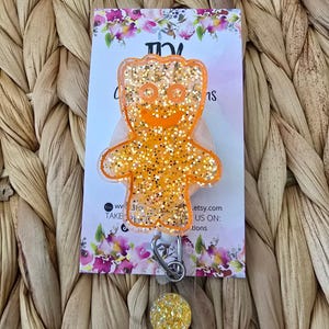 Gummy Candy Acrylic Badge Reel: Nurse Medical Fun Badge Orange