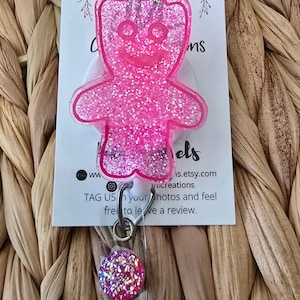 Gummy Candy Acrylic Badge Reel: Nurse Medical Fun Badge Pink
