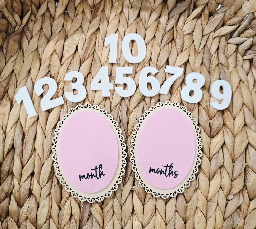 Monthly Milestone Cards for Baby Photos | 3D Wood Engraved Monthly ...