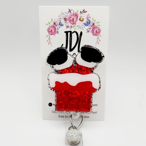Santa in Chimney Badge Reels— Christmas Badges— Cute Badge Reel — Santa Clause Badge Reels—Glitter Badge Reels Cute Badge Reels