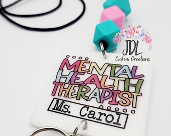 Mental Health Therapist Lanyard -Mental Health Lanyard - Trendy Lanyard - Silicone Bead Lanyard - Personalized Lanyard - Staff Appreciation
