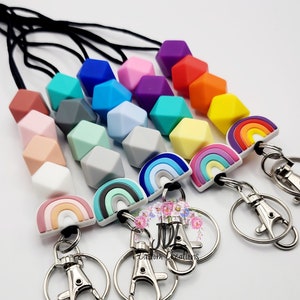Boho Rainbow Silicone Bead Lanyard: Teacher Appreciation Gift