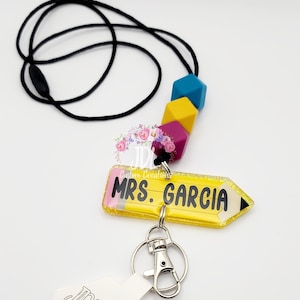 Personalized Teacher Lanyard: Silicone Bead Pencil Lanyard