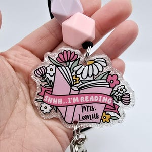 Shhh...I&#39;m Reading Lanyard: Silicone Bead Librarian ID Badge
