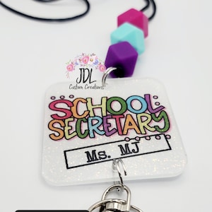 School Secretary Teacher Lanyard - Secretary Lanyard - Office Lanyard - Trendy Lanyard - Teacher Lanyard - Personalized Lanyard - Cute Gift