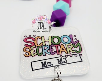 School Secretary Teacher Lanyard - Secretary Lanyard - Office Lanyard - Trendy Lanyard - Teacher Lanyard - Personalized Lanyard - Cute Gift