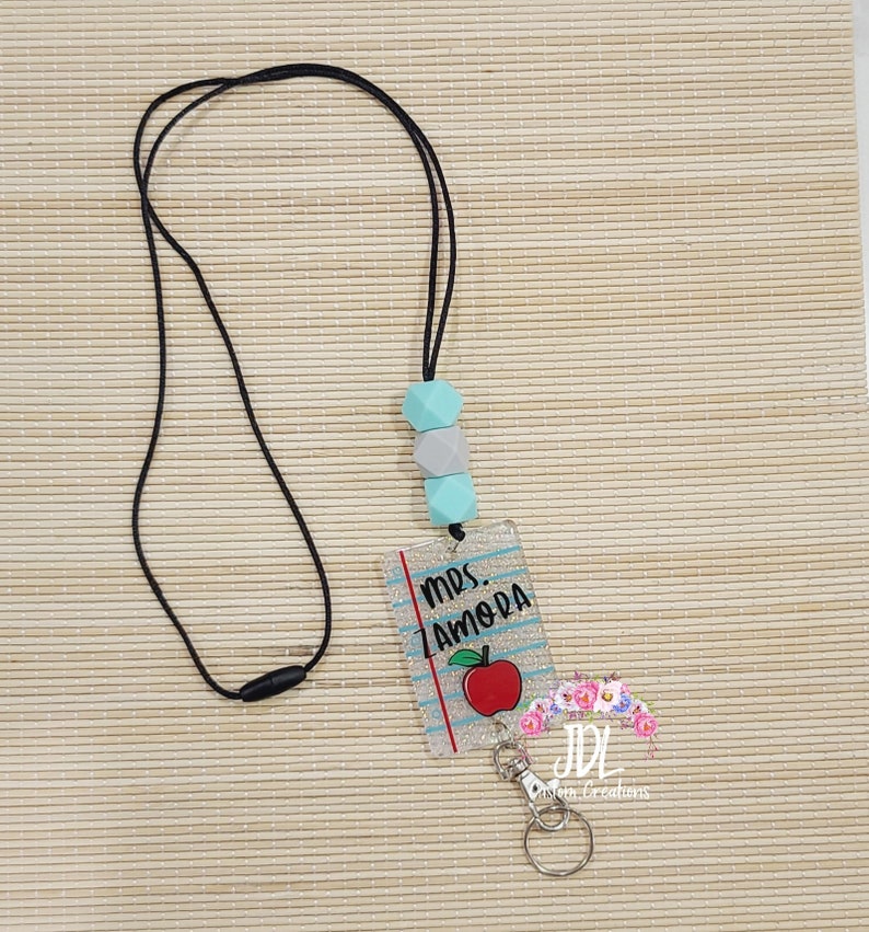Teacher Lanyard Notebook Paper Lanyard Trendy Lanyard Etsy