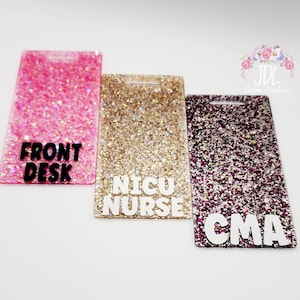 Personalized Glitter Badge Buddy: Nurse, Medical, Custom Job Title