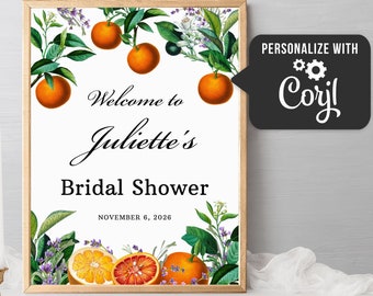 Oranges bridal shower welcome sign Citrus Lavender bridal shower decoration, Citrus welcome sign She found her main squeeze bridal shower