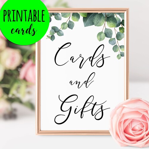 Greenery Cards &amp; Gifts Sign Bridal Shower Sign Wedding Shower - Etsy