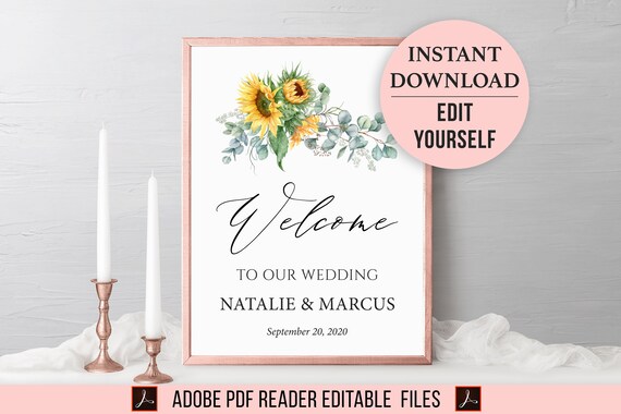 Wedding Reception Invitation Template Sunflower Wedding Etsy