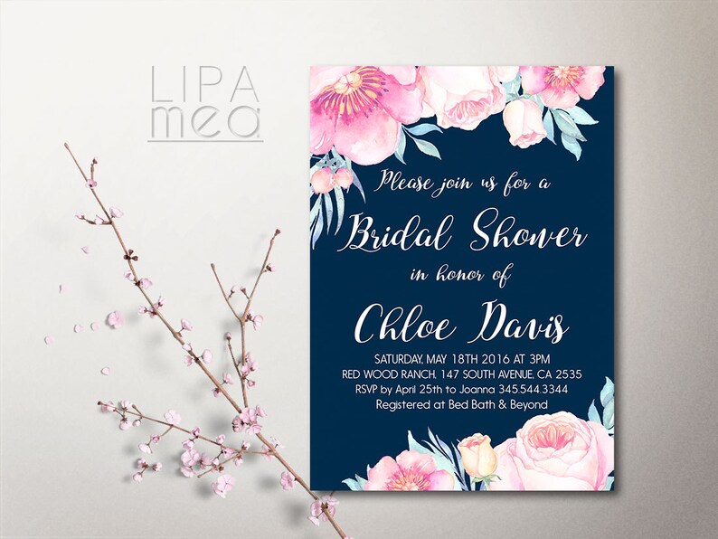 Printable Recipe Card Recipe card Printable Floral Bridal Shower Games Pink /& Navy Floral Bridal Shower Recipe Card