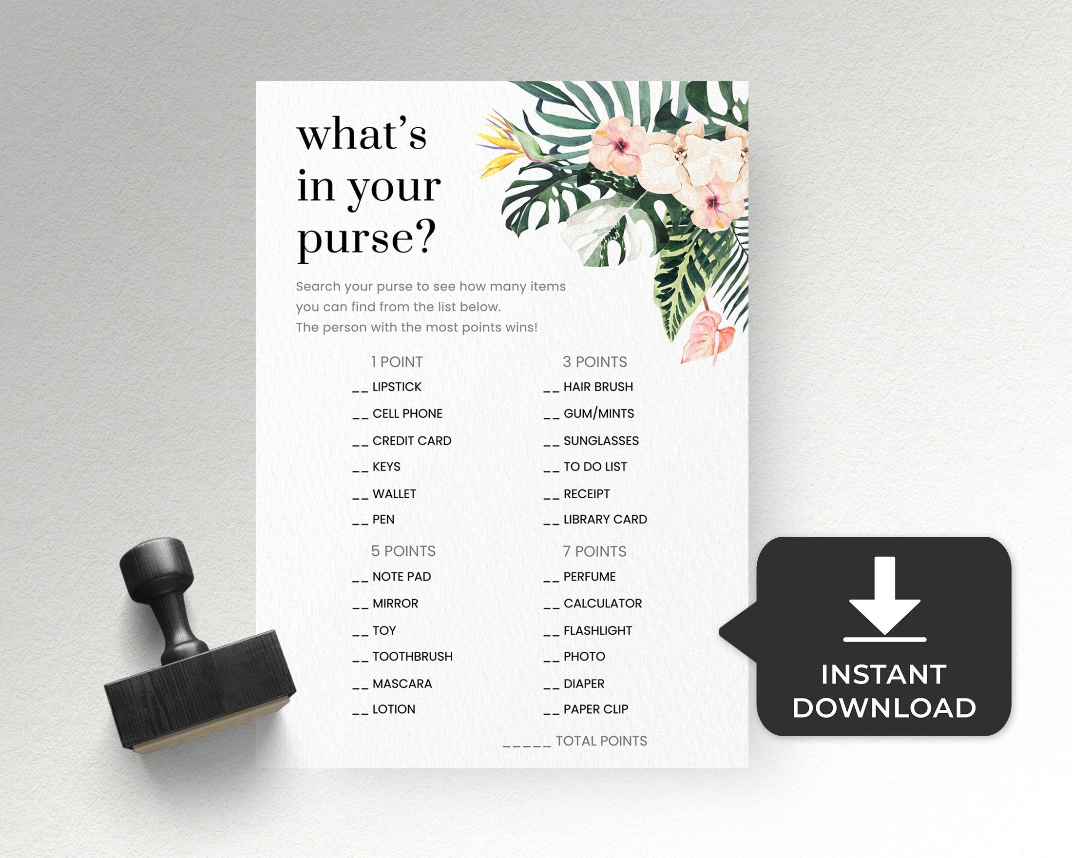 What's in Your Purse Baby Shower Game Girl Pink Floral - Etsy Canada
