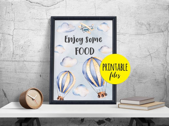 Boy Baby Shower Decor Food Table Sign Printable Up Up Away Etsy