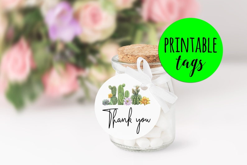 Cactus Thank You Tags Printable Favor Tags Succulent Wedding | Etsy