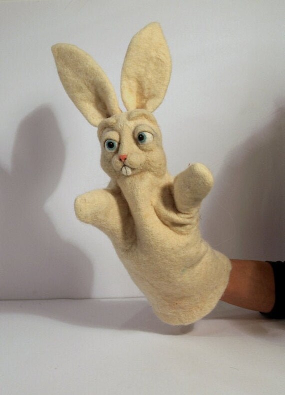 white rabbit puppet