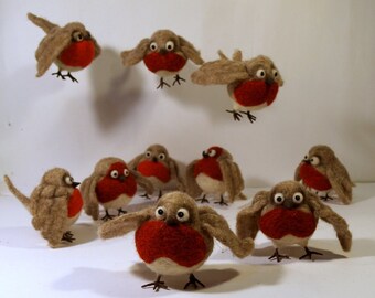 Red robin, needle felted red robin, red robin mobile
