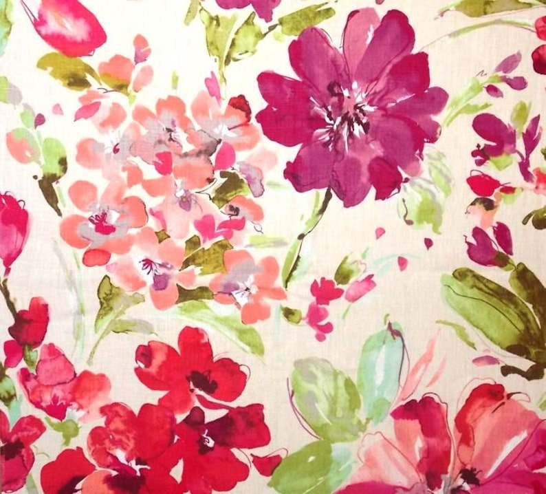 Paint Palette Orchid Home Decor Fabric Fuchia Floral Drapery Etsy