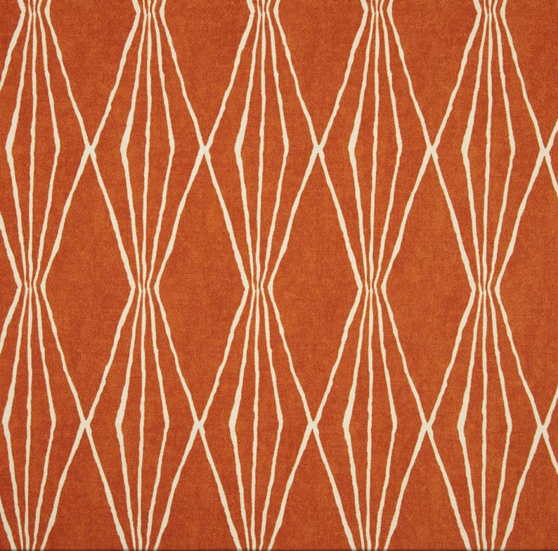 Tangerine Upholstery Fabric Dark Orange Ivory Curtain Image 0