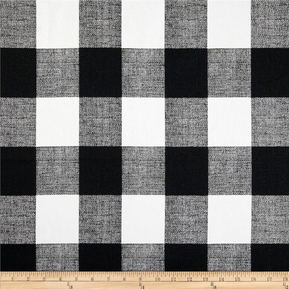 Black Cabin Checks Fabric Designer Black White Buffalo Etsy