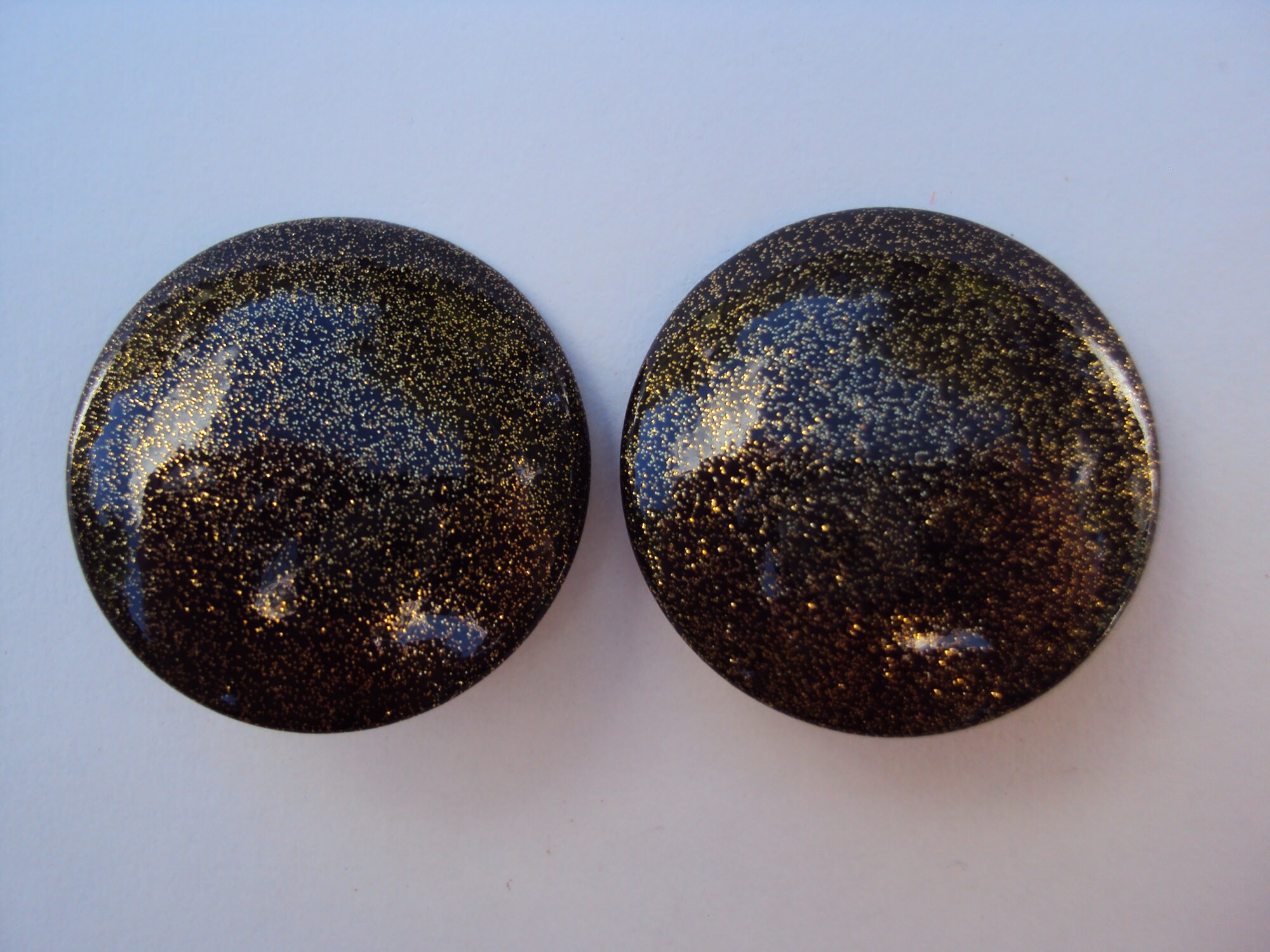 Schwarz und Gold Glitzer-Clip auf Ohrringe | Etsy