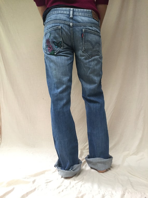 Handpainted Jeans Butterfly Jeans 