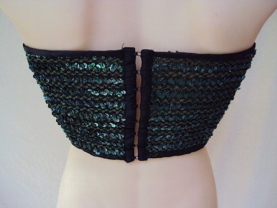 Vintage sequin corset, nineties Symbols green seq… - image 3