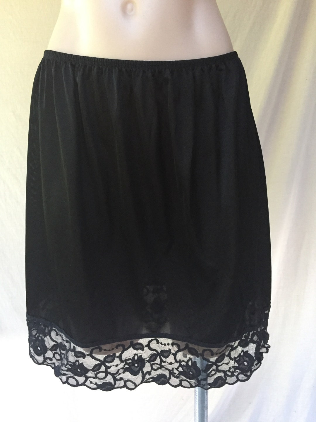 Vintage Black Lace Half Slip Vintage Black Lingerie Size 14 Etsy