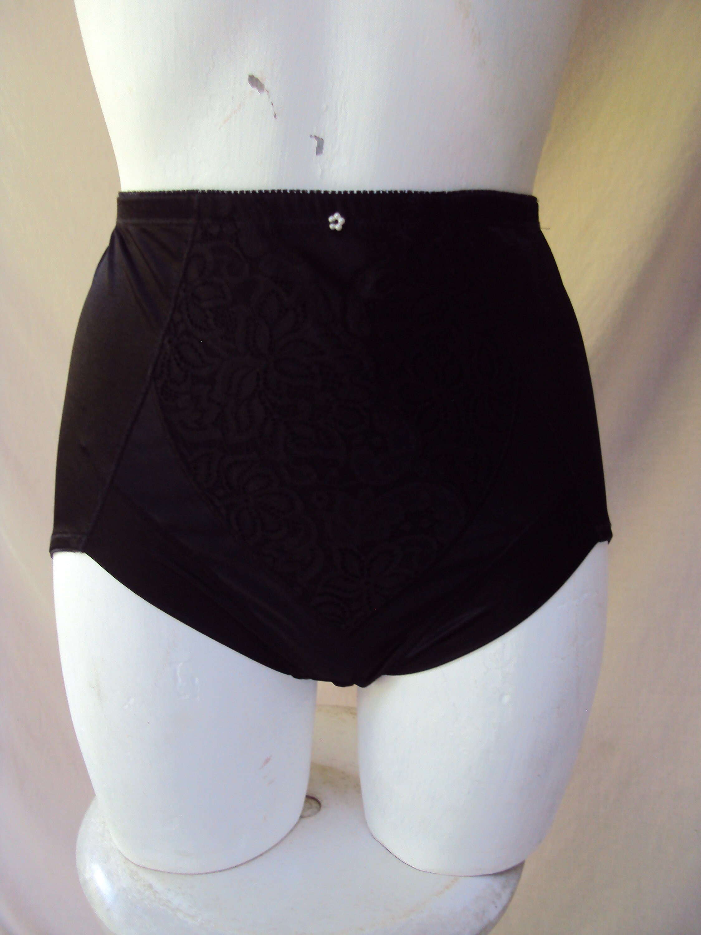 Black Triumph high waist vintage style panties with lace Etsy
