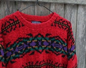 Red Southwestern Aztec Print Sweater