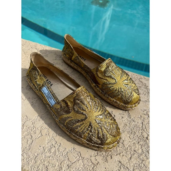 prada gold flats