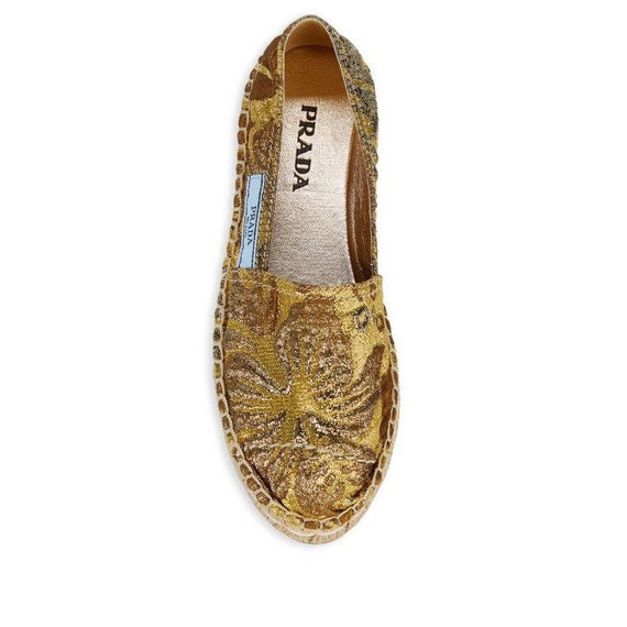prada gold flats