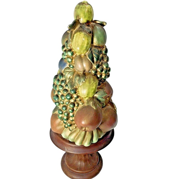 Ceramic Fruit Topiary Tree Centerpiece Handmade Hand Painted Decor 18 in Vintage