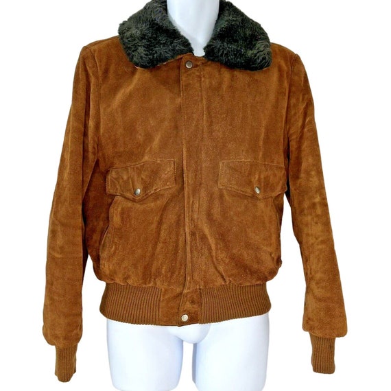 Vintage Mens Bermans Suede Leather Bomber Jacket … - image 1