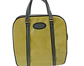 Tan Carry On Luggage Weekend Bag Train Case Purse Mad Men Style Vintage 60s